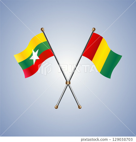 Myanmar and Guinea flag. Vector Illustration 129038703