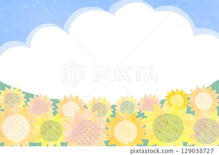 向日葵和夏日天空框架背景 129038727