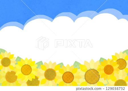 向日葵和夏日天空背景框架2 129038732