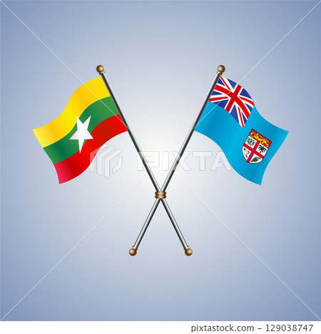 Myanmar and Fiji flag. Vector Illustration 129038747