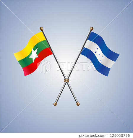 Myanmar and Honduras flag. Vector Illustration 129038756