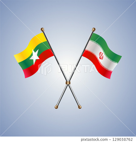 Myanmar and Iran flag. Vector Illustration 129038762