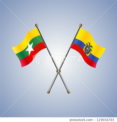 Myanmar and Ecuador flag. Vector Illustration 129038783