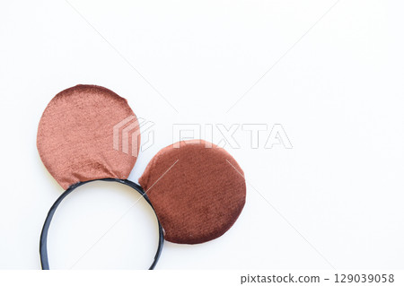 brown ear's mouse headband isolated on white background brown ear's mouse headband isolated on white background 129039058