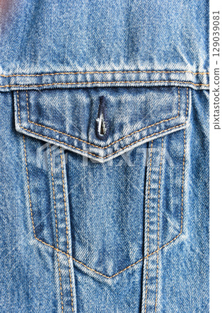 pocket of blue denim texture background, jean fashion style pocket of blue denim texture background, jean fashion style 129039081