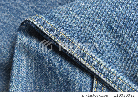 seam of blue denim texture background, jean fashion style 129039082