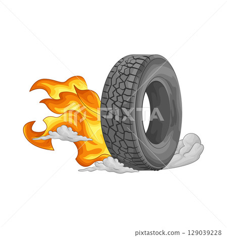 Illustration of Burning Tire  129039228