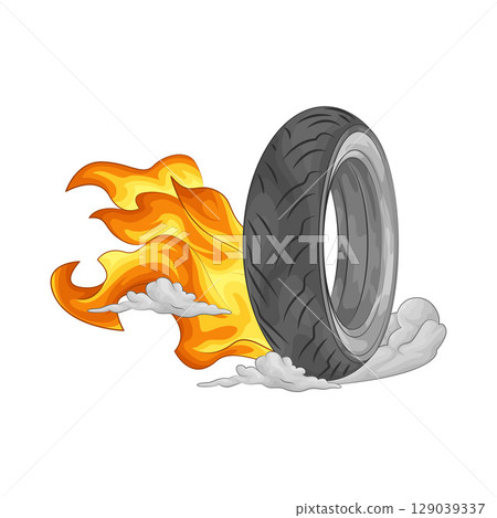 Illustration of Burning Tire  129039337