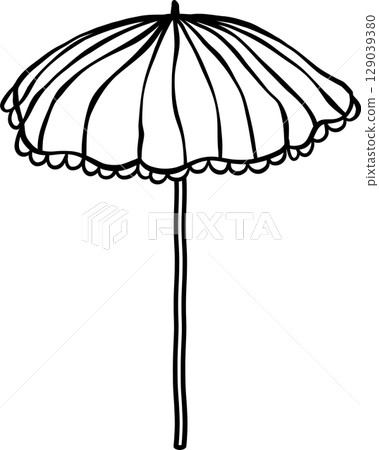 Beach umbrella doodle outline, fisherman aesthetic Beach umbrella doodle outline, fisherman aesthetic 129039380