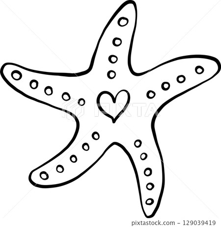 Cute starfish doodle outline, fisherman aesthetic Cute starfish doodle outline, fisherman aesthetic 129039419