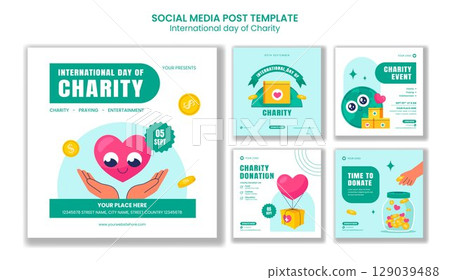Charity Day Social Media Post with Flat Cartoon Hand Drawn Design Template Illustration Charity Day Social Media Post with Flat Cartoon Hand Drawn Design Template Illustration 129039488