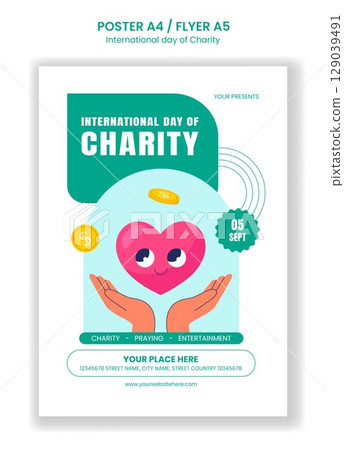 Cute Flat Cartoon Hand Drawn Template for International Day of Charity Flyer Promotion Cute Flat Cartoon Hand Drawn Template for International Day of Charity Flyer Promotion 129039491