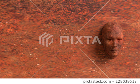 The Rusty face for Abstract Background concept 3d Rendering. The Rusty face for Abstract Background concept 3d Rendering. 129039512