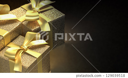 The Gold Gift box  for celebration or Holiday concept 3d Rendering. The Gold Gift box  for celebration or Holiday concept 3d Rendering. 129039518