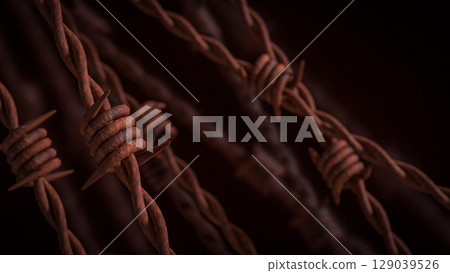 The Barbed wire Rusty for Abstract Background 3d Rendering. 129039526