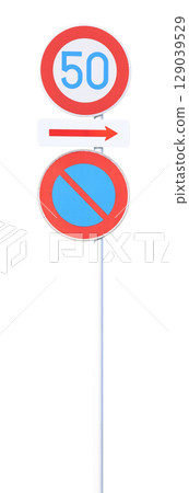 Speed limit 50km_No parking Speed limit 50km_No parking 129039529