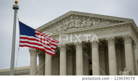 United States Supreme Court with American Flag - AI generated image 129039579