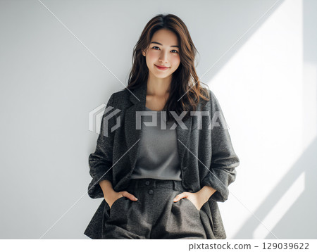Stylish female portrait in beautiful natural light 129039622