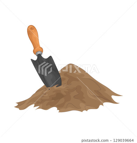 Illustration of Shovel with Sand Illustration of Shovel with Sand 129039664