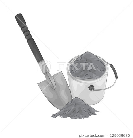 Illustration of Shovel with Sand Bucket Illustration of Shovel with Sand Bucket 129039680