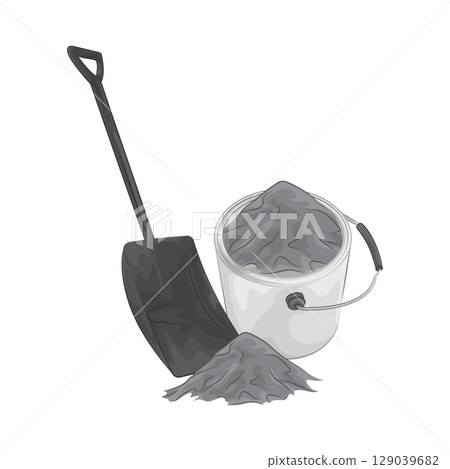 Illustration of Shovel with Sand Bucket  129039682