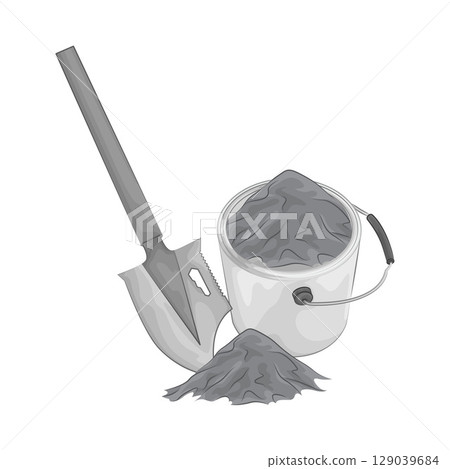 Illustration of Shovel with Sand Bucket Illustration of Shovel with Sand Bucket 129039684