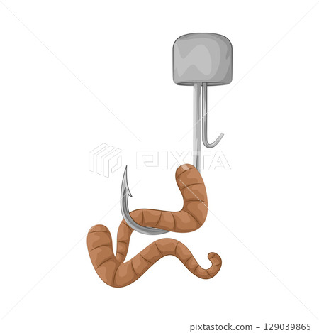 Illustration of Worm On Hook  129039865