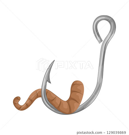 Illustration of Worm On Hook  129039869