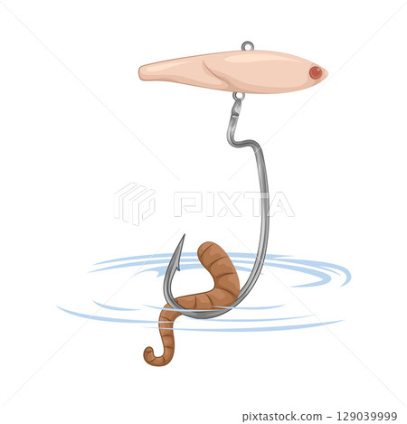 Illustration of Worm On Hook Illustration of Worm On Hook 129039999