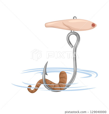 Illustration of Worm On Hook Illustration of Worm On Hook 129040000