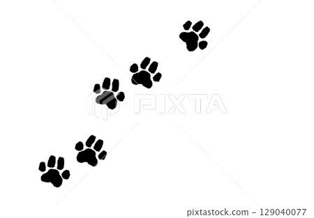 Dog footprint silhouette (black) 129040077
