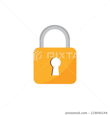 Orange Padlock Icon on white background 129040144