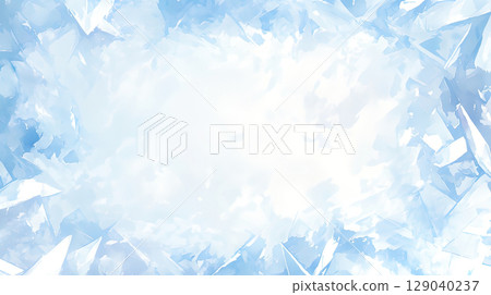 Light blue crystal-like abstract pattern watercolor illustration background 129040237