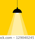 Ceiling Lamp Illuminating Bright Light Against a Yellow Backdrop	 129040245