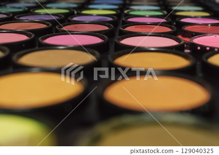 A palette with water-soluble paints for drawing. Abstract background. Back to school 129040325