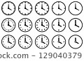 Vector illustration set of clock icons of various shapes 129040379
