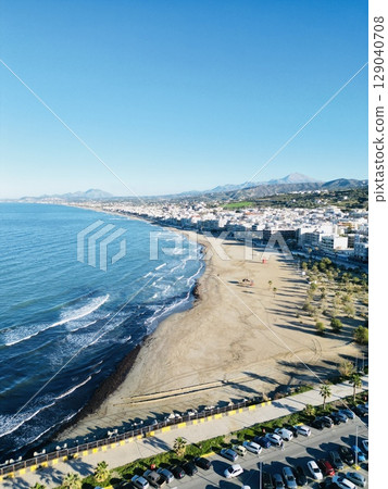 Aerial view of Rethymno city in Crete and the sea 129040708