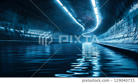 安裝有電燈的地下水道圖片 129040715