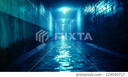 安裝有電燈的地下水道圖片 129040717