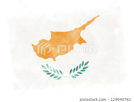 Watercolor illustration of Cyprus flag on artistic textured background, patriotic design Watercolor illustration of Cyprus flag on artistic textured background, patriotic design 129040762