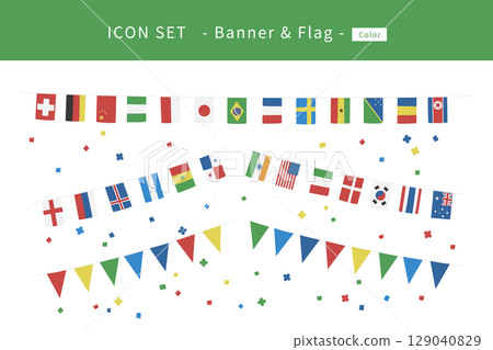 旗幟和橫幅圖標集 旗幟和橫幅圖標集 129040829