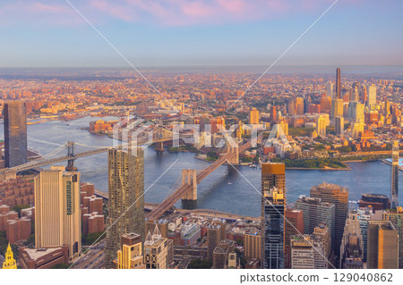 Manhattan city skyline from top viewy, cityscape of New York city Manhattan city skyline from top viewy, cityscape of New York city 129040862