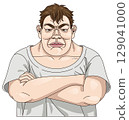 一個胖男人，雙臂交叉，臉上帶著嚴肅的表情 129041000