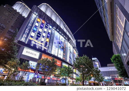 Night view near Yodobashi Camera in front of Akihabara Station, Tokyo 129041072