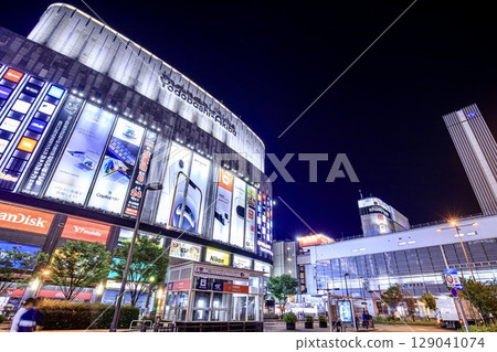 Night view near Yodobashi Camera in front of Akihabara Station, Tokyo Night view near Yodobashi Camera in front of Akihabara Station, Tokyo 129041074