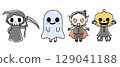 Halloween characters, monsters hand-drawn illustrations 129041188