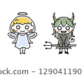 Halloween characters, angel and devil hand drawn illustration 129041190