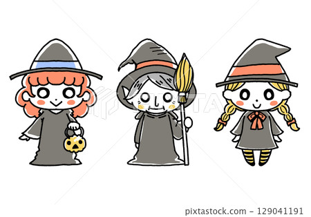 Halloween character, hand-drawn illustration of a witch 129041191