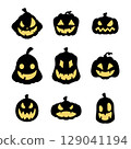Halloween jack-o'-lantern silhouette illustration 129041194