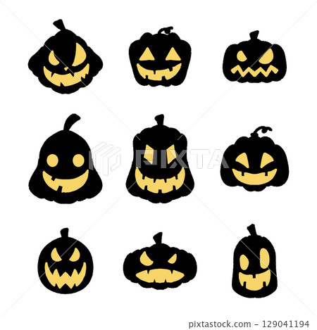 Halloween jack-o'-lantern silhouette illustration 129041194